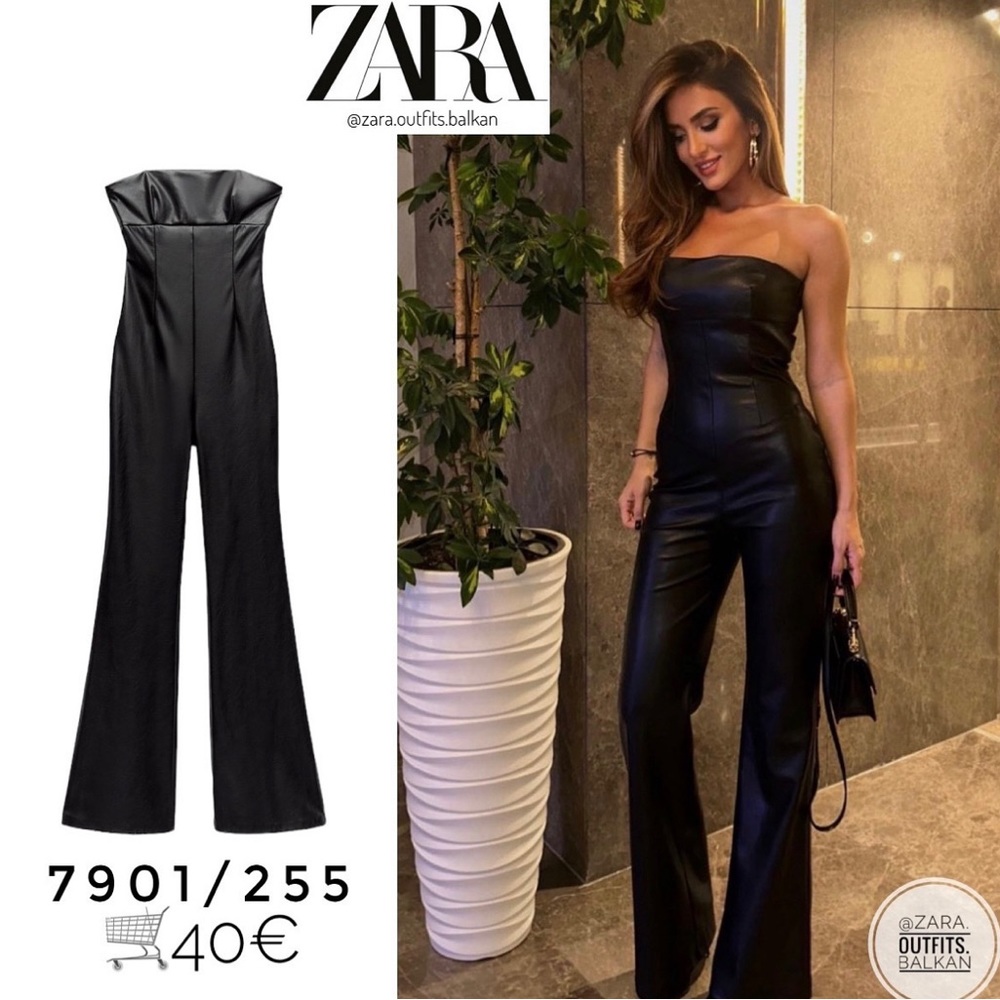 ZARA STRAPLESS FAUX LEATHER JUMPSUIT 7901/255/015